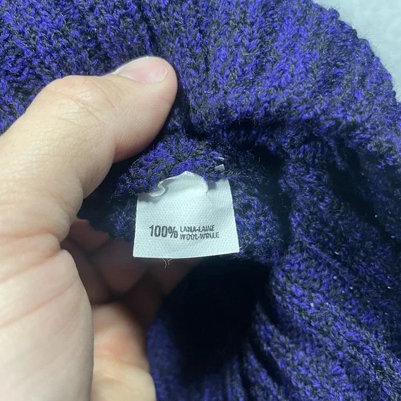 Vintage 90s Robert Comstock Purple Puff Sweater 100% Wool Men's Medium Italy - Picture 5 of 7